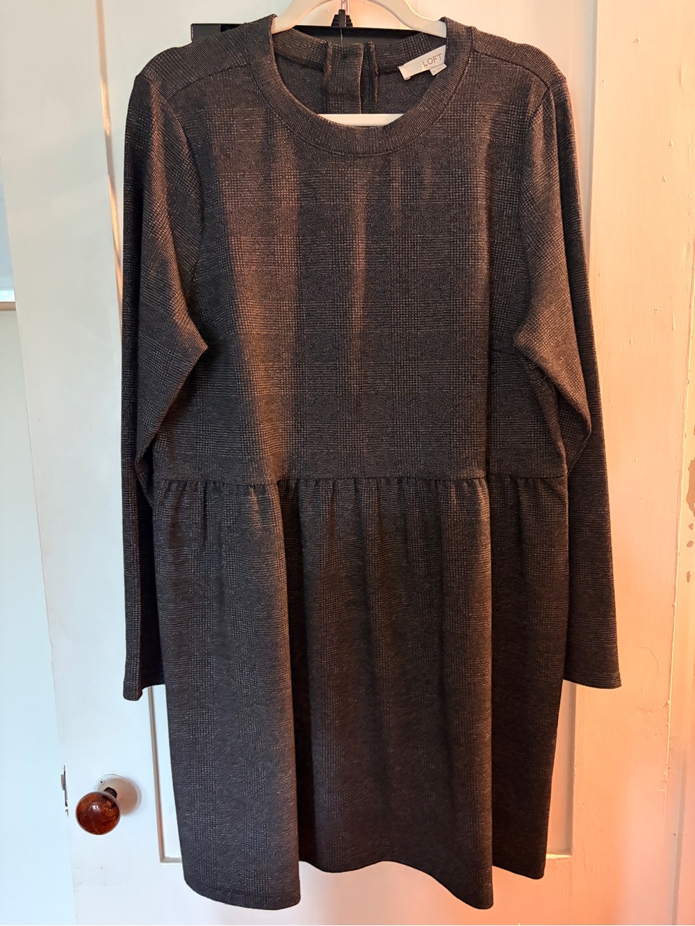 LOFT Charcoal Gray Long Sleeve Knit Dress